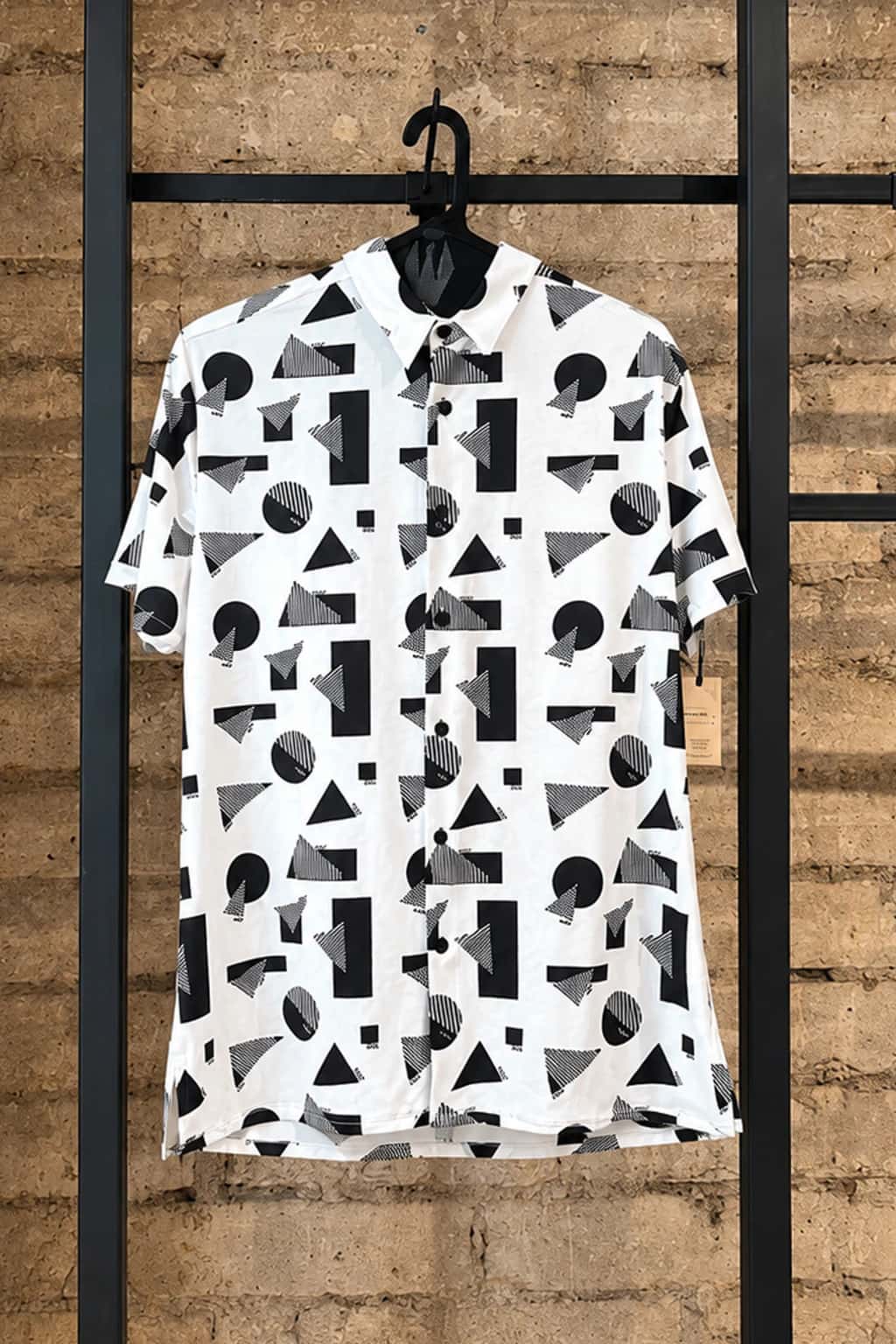 Camisa Para Hombre Manga Corta Estampado Geométrico