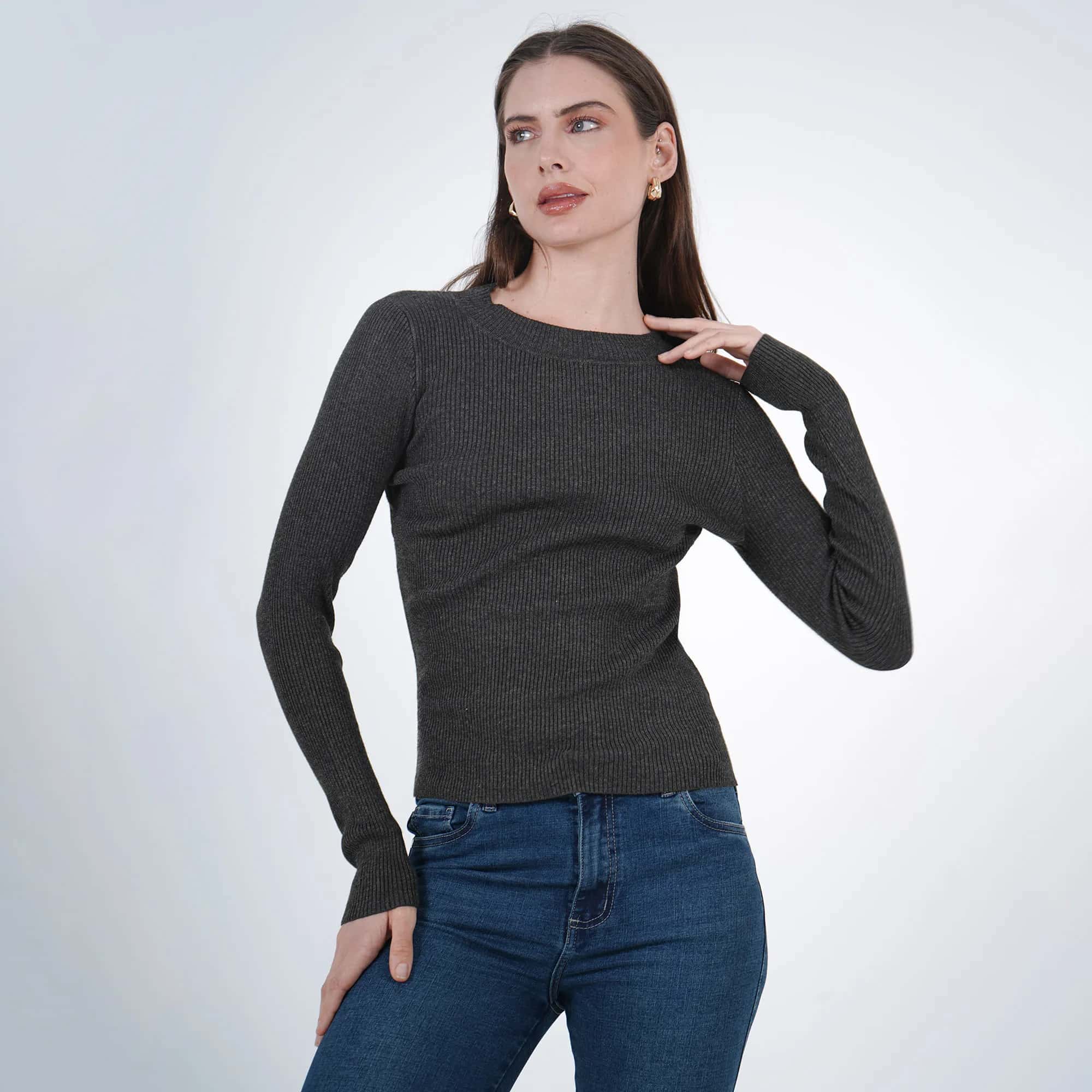Sweater Cuello V Manga Larga