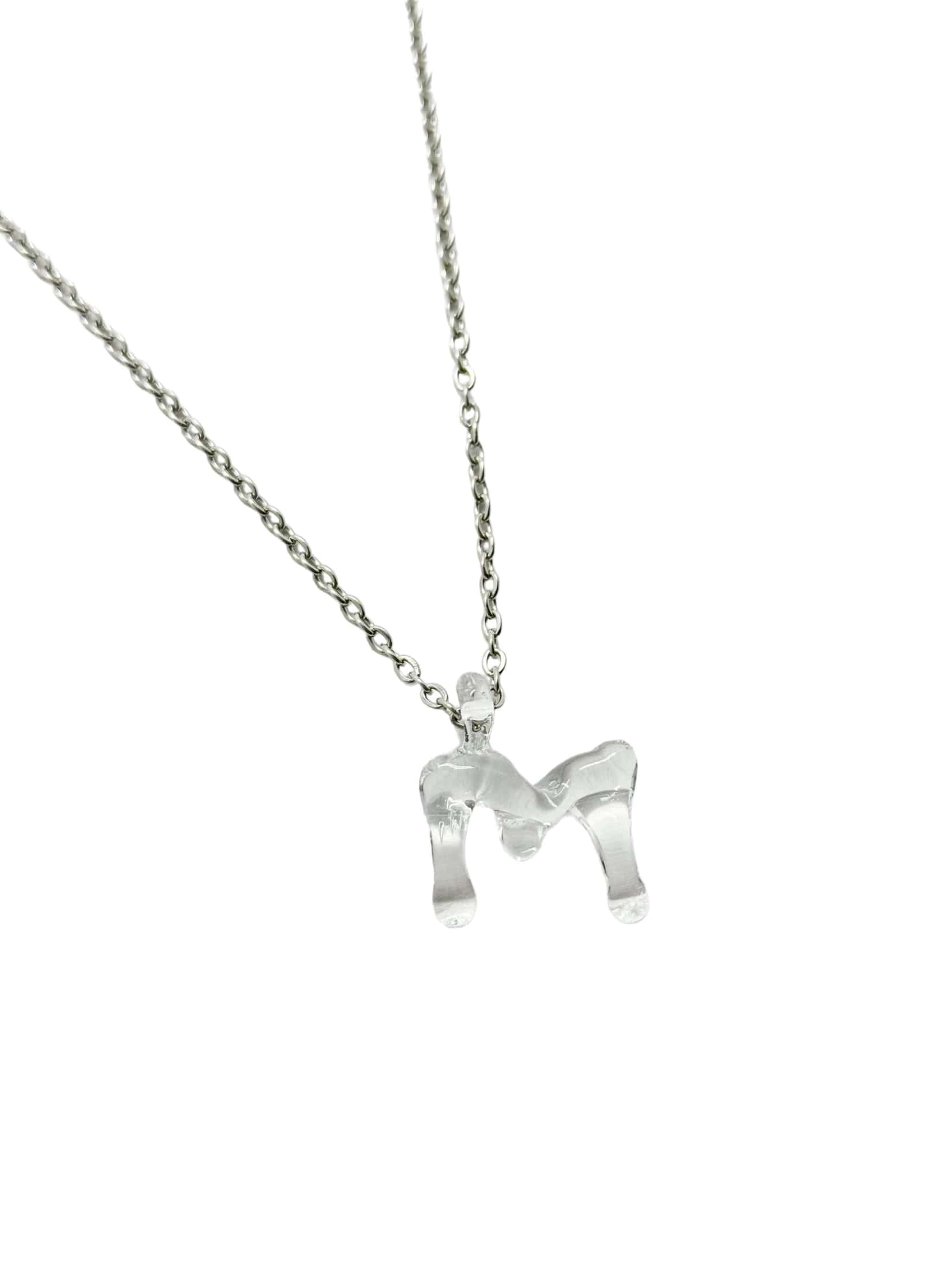 clear glass necklace 1 letter - miniatura 19
