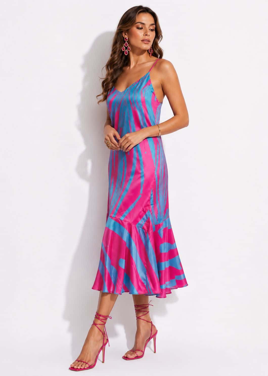 Vestido Mocan Techo Fucsia Estampado - miniatura 1