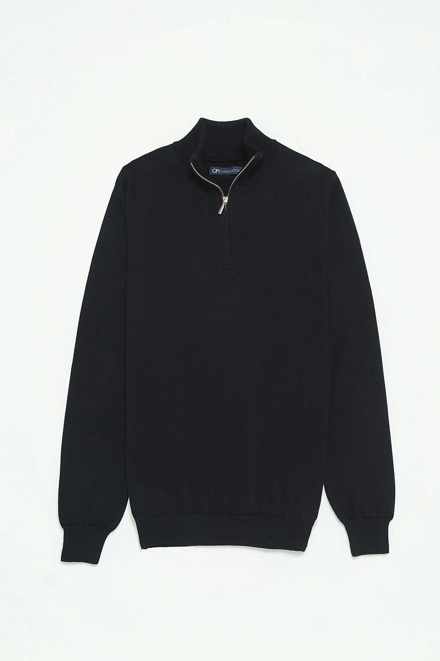 Saco Half Zip Algodón Azul Oscuro