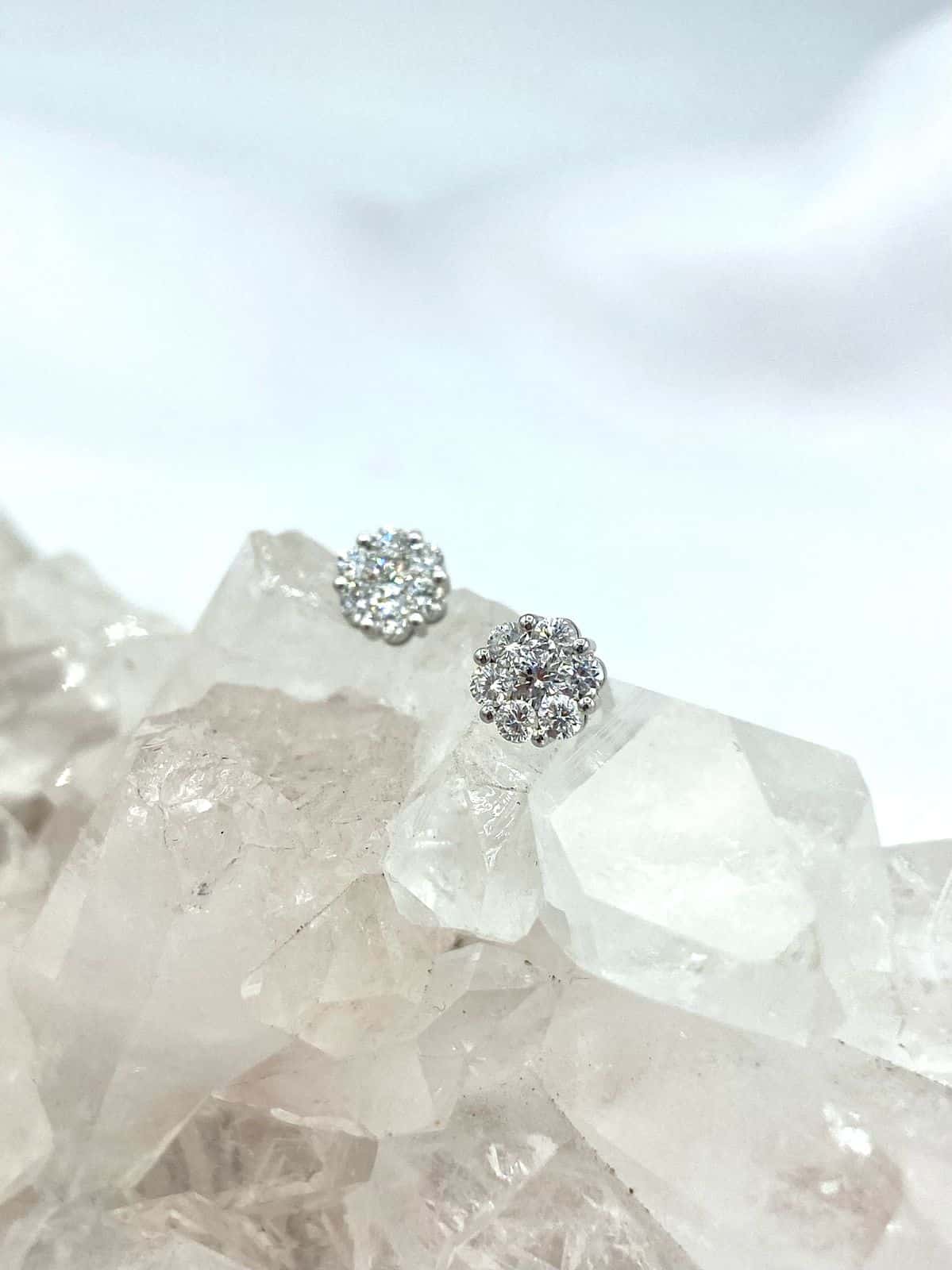 Aretes Diamantes en Oro Blanco 18K