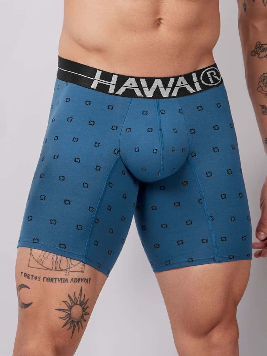 Bóxer Estampado Silueta Media Para Hombre Color Azul