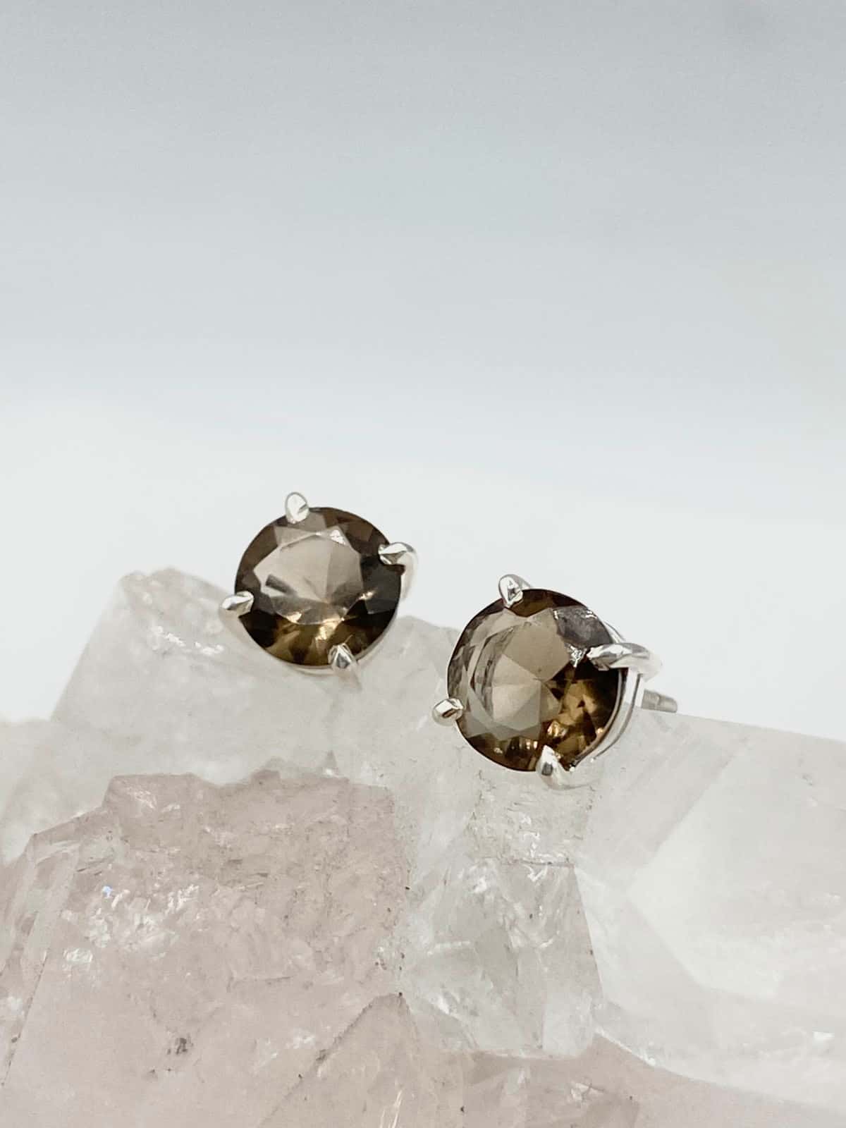 Aretes Cuarzo Humo redondos