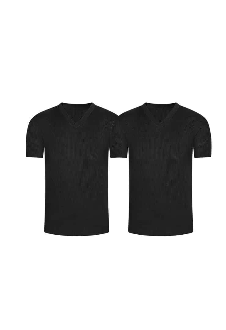 Camiseta cuello V acanalada (Pack X2)(2682)