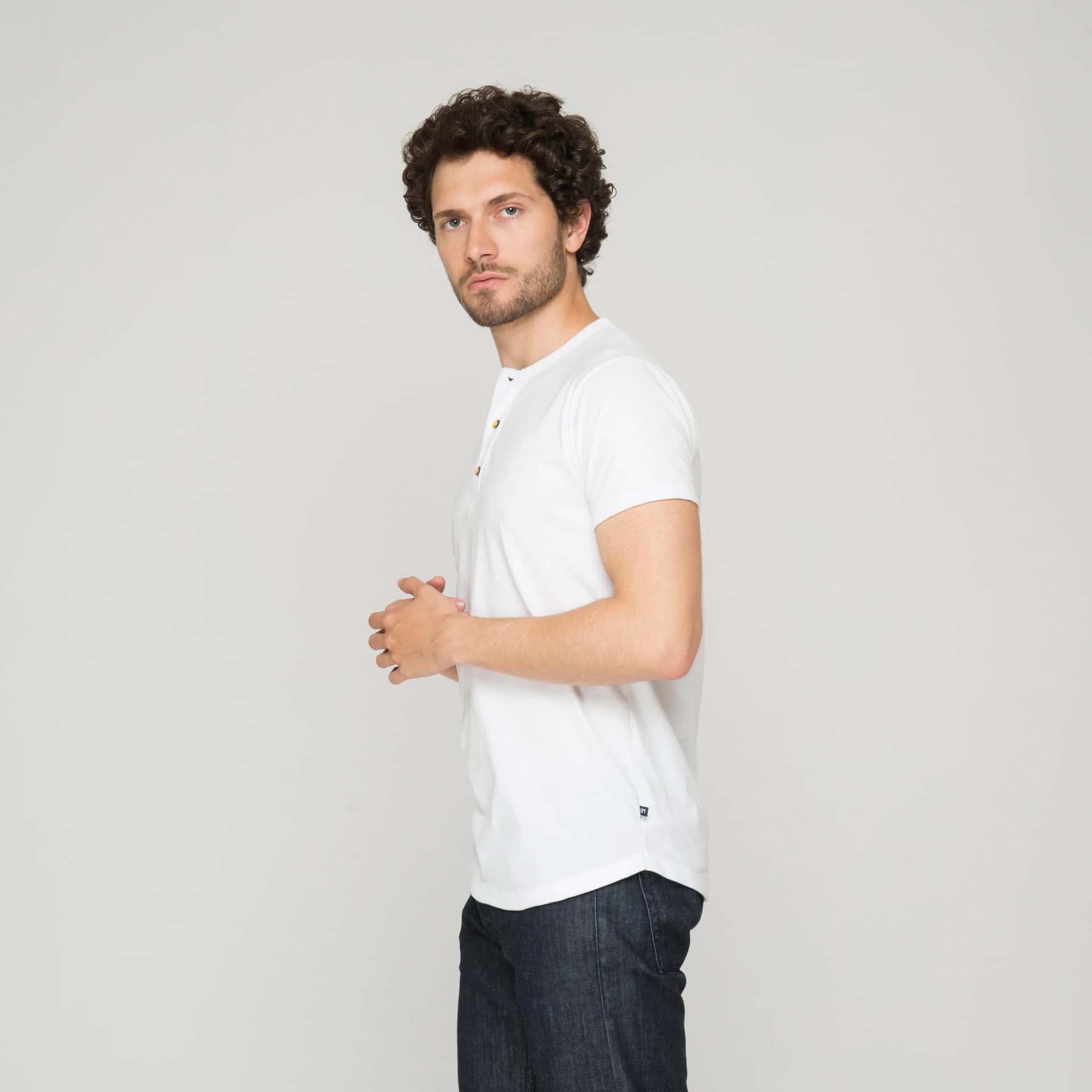 Camiseta Henley Algodón Blanco - miniatura 2