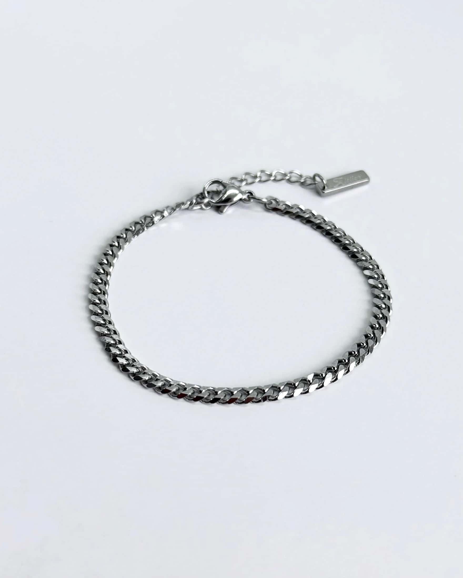 Thin Cuban Bracelet, Silver