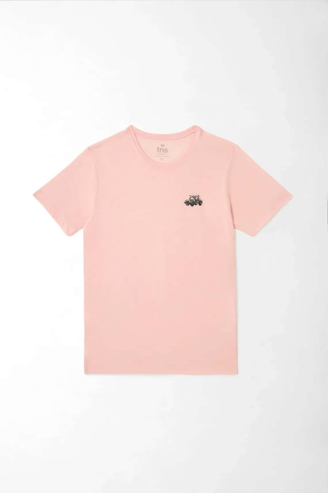 Camiseta para hombre en algodón rosa fit regular con gráfico