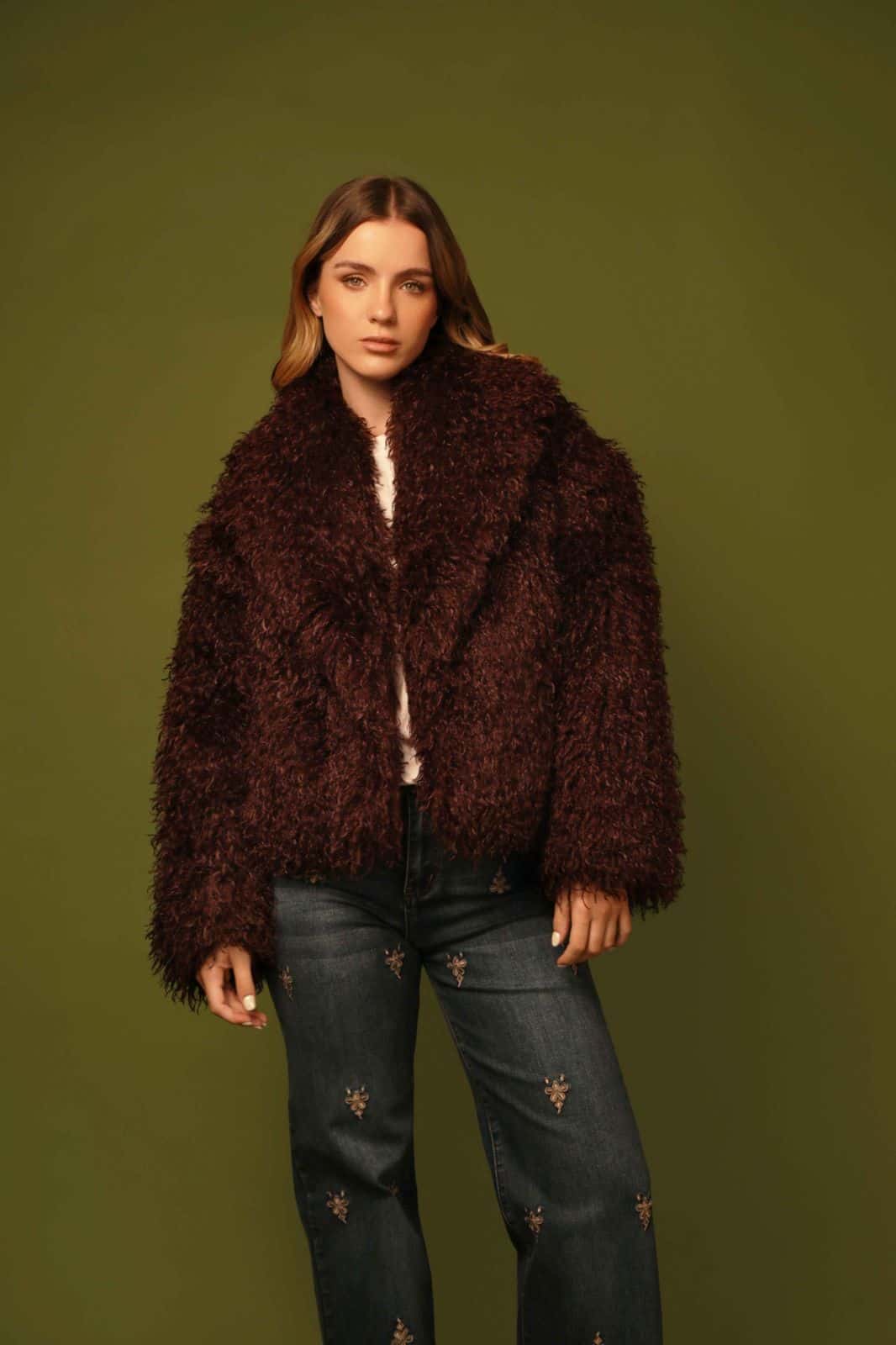 CHAQUETA FAUX FUR VINOTINTO