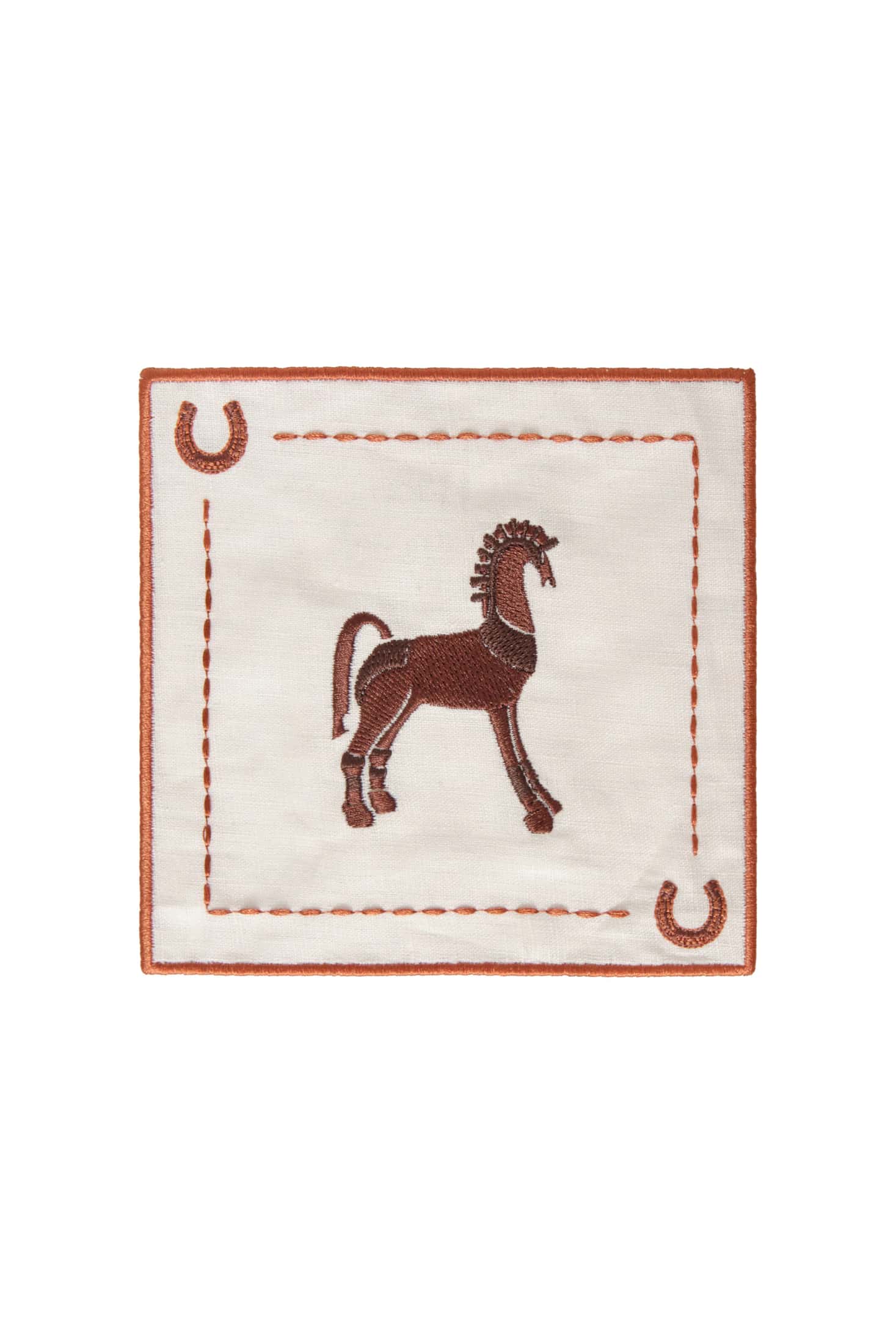 Solana Horse Cocktail Napkins / Brown & Orange - Set of 4