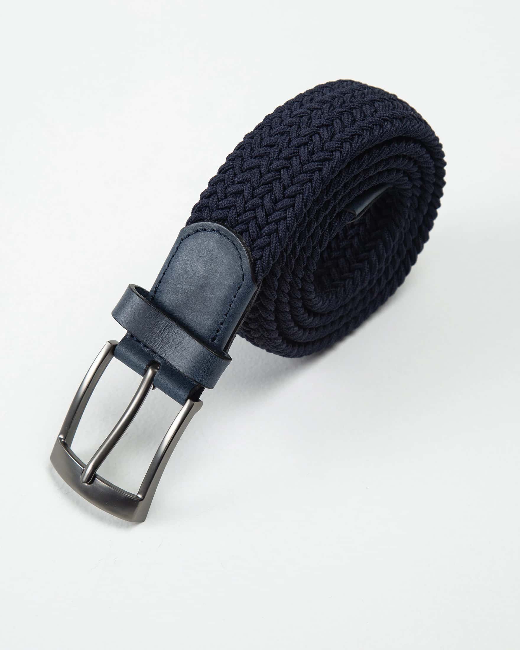 Cinturón Trenzado Elástico Azul Oscuro