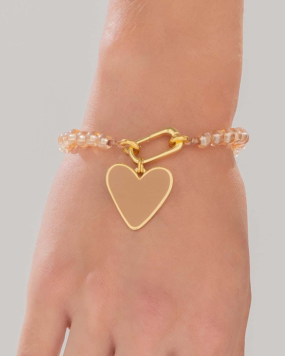 Pulsera Piedra Corazón Café