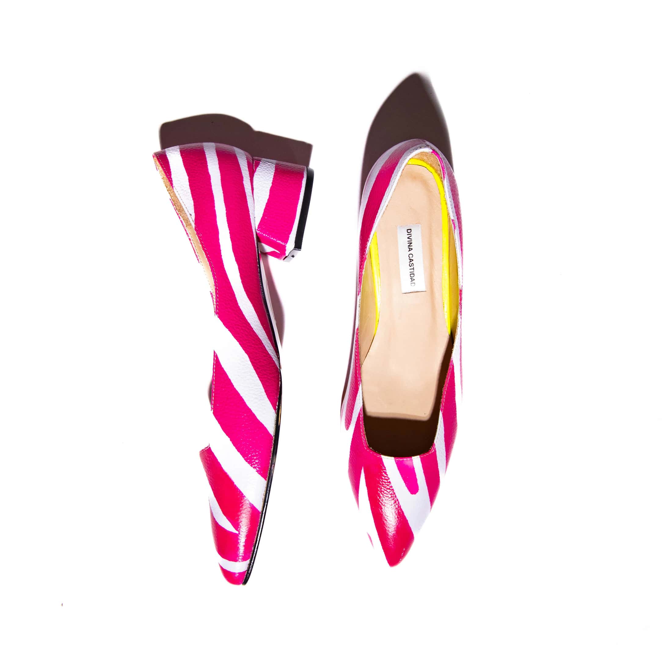 Fuchsia Zebra Midi Heels