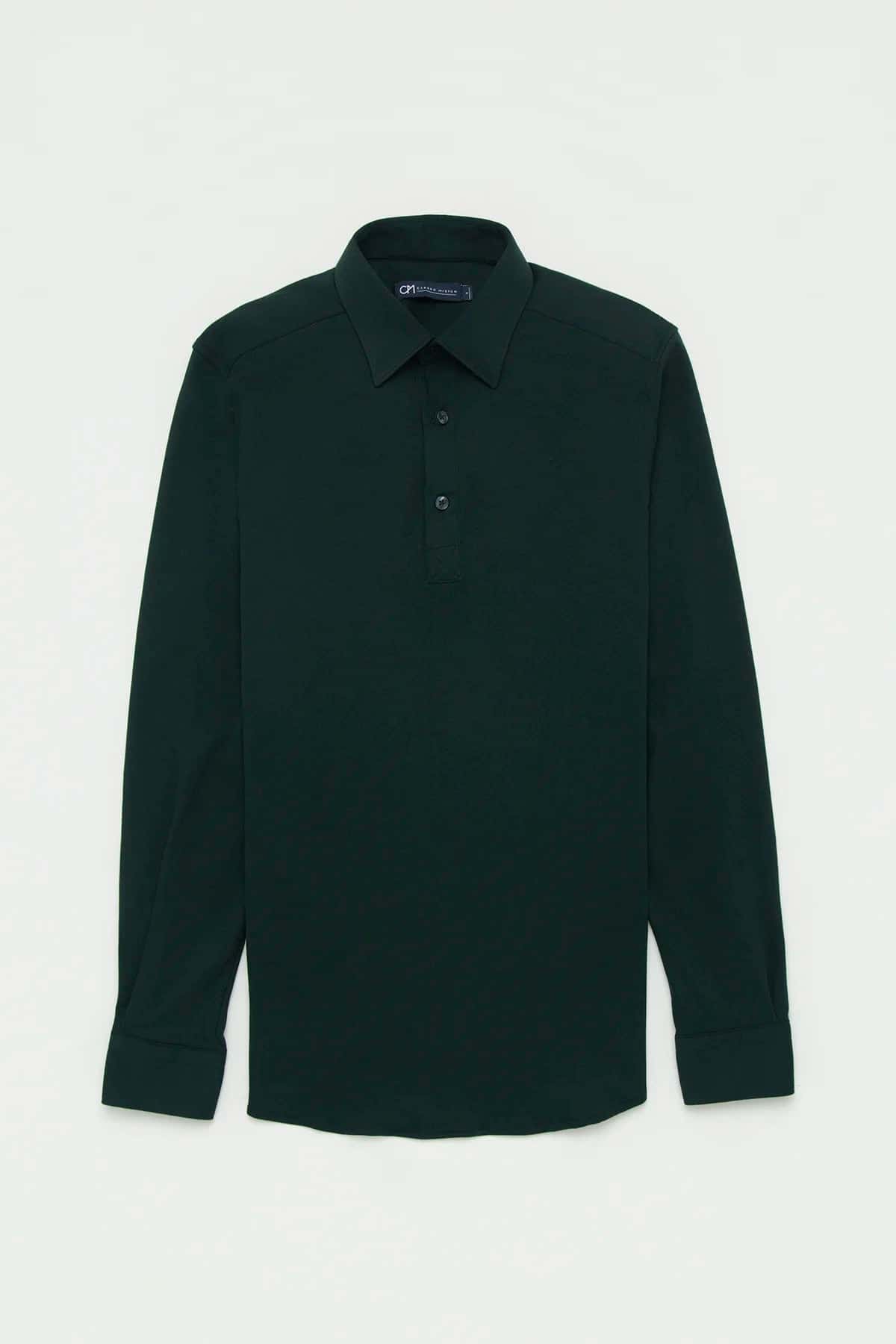 Camisa Piqué Polera Algodón Verde Botella