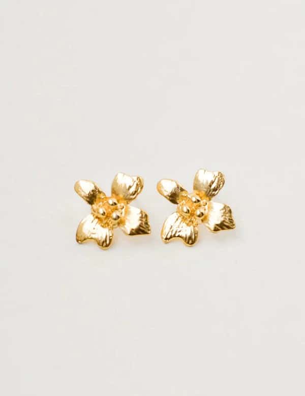 Aretes Mini Orquidea Dorado
