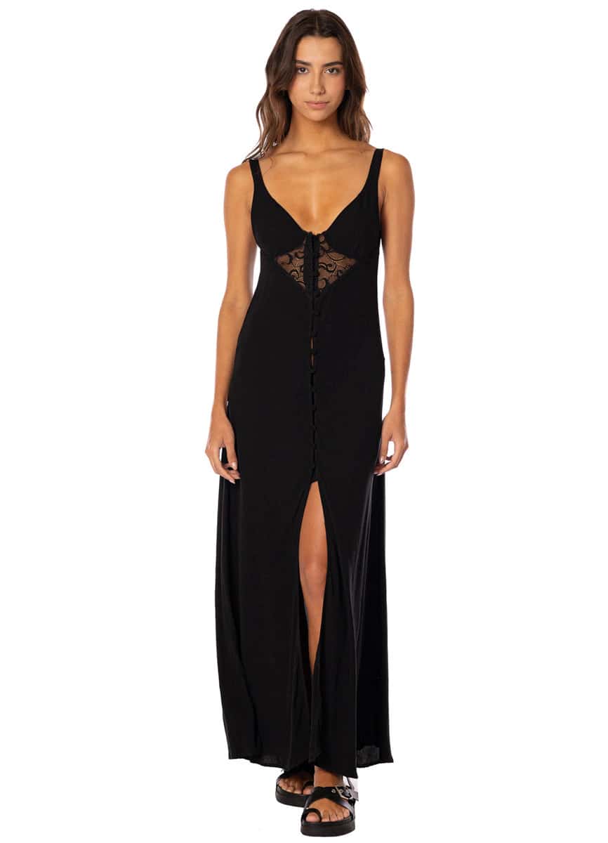 Maaji Midnight Black Leaf Long Dress