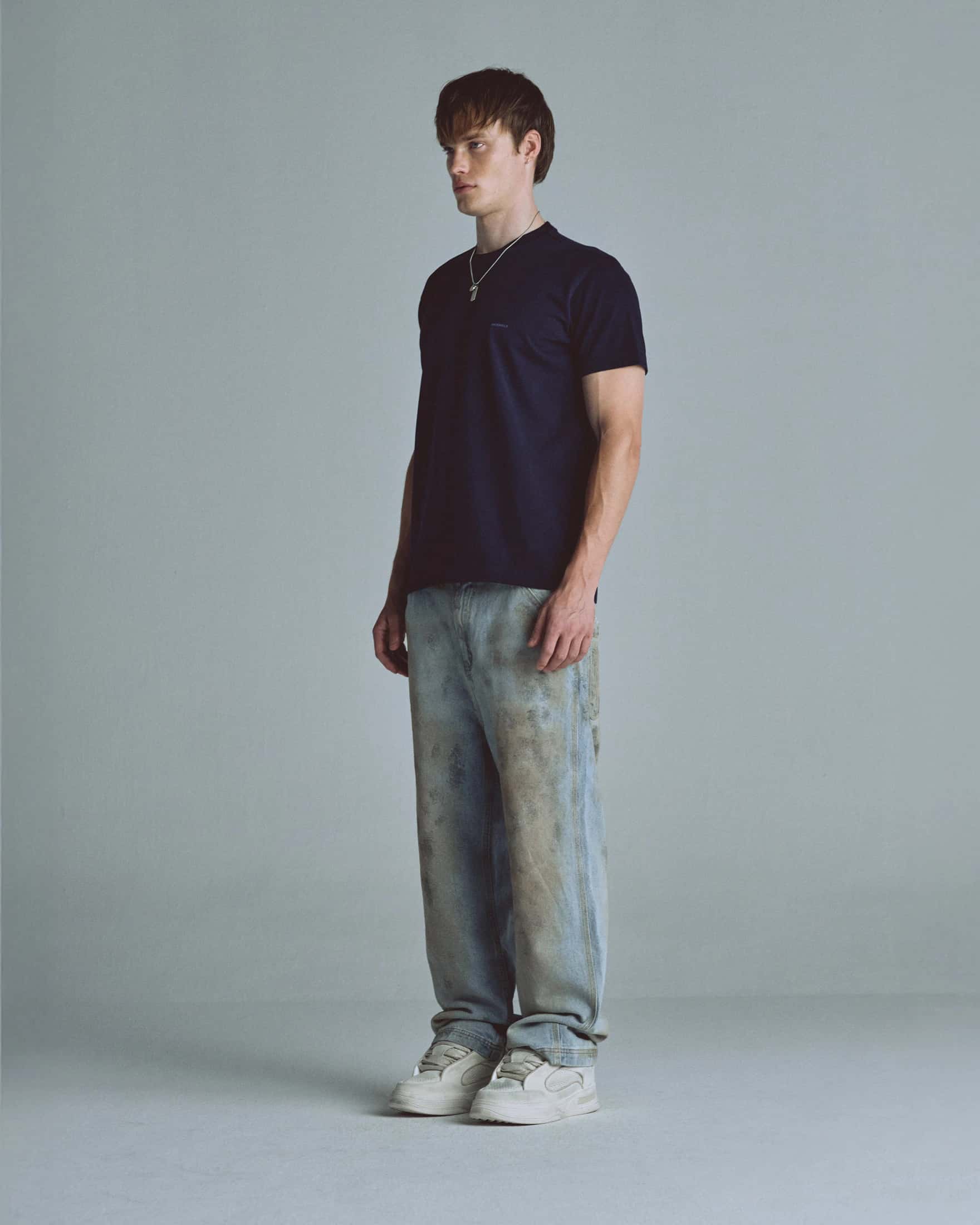 Basics Tiny Logo Regular Fit Tshirt Navy Blue - miniatura 5