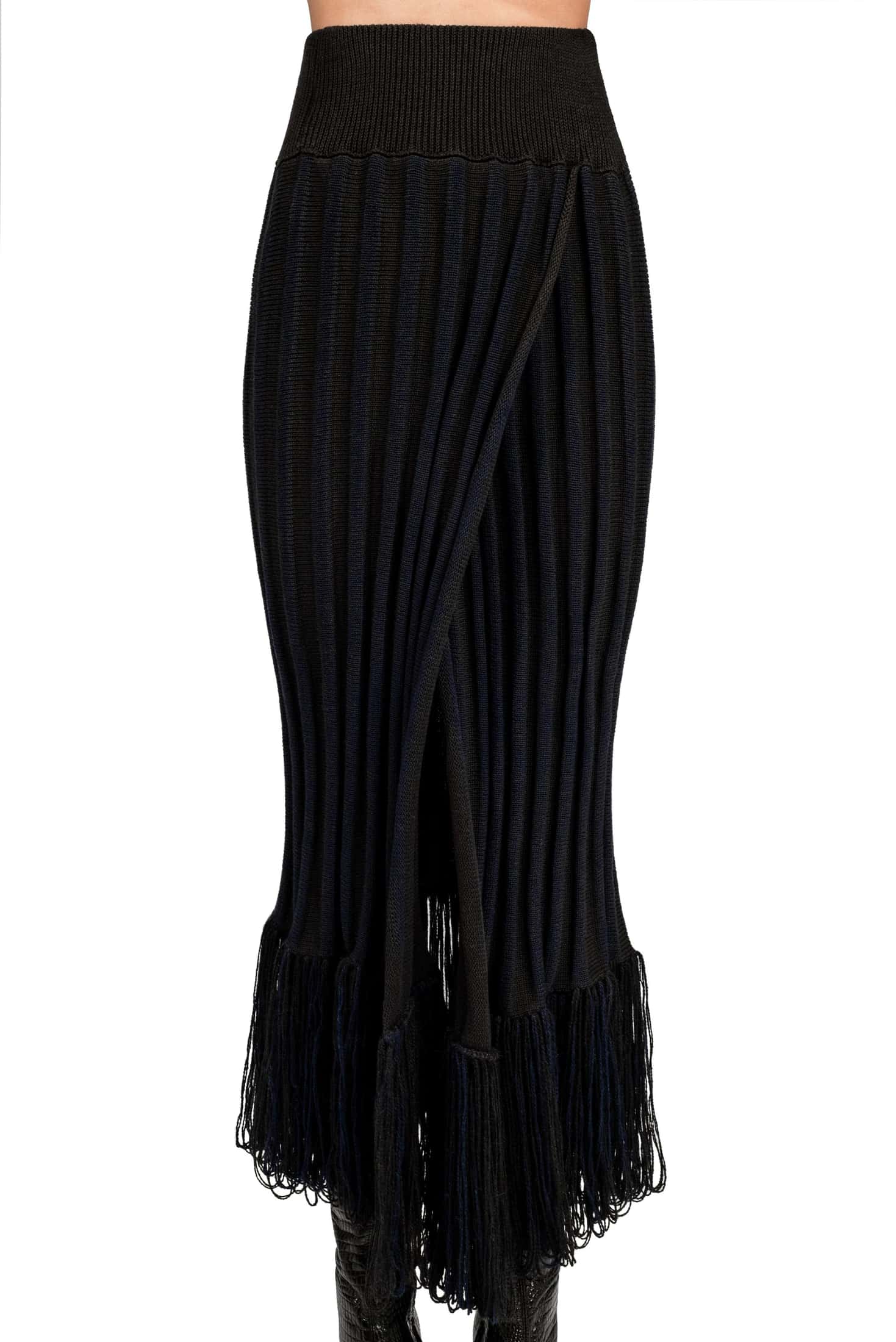 TWO TONE KNITTED RIBBED SKIRT