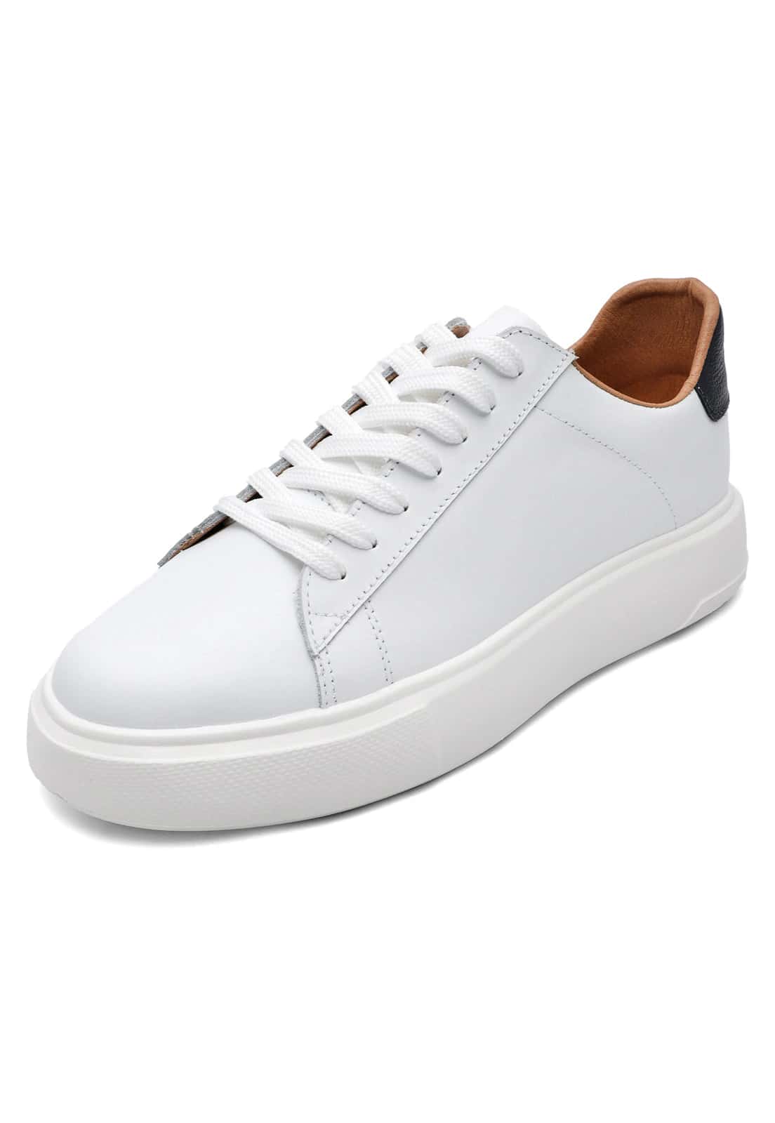 Tenis blancos talon azul detalle azul