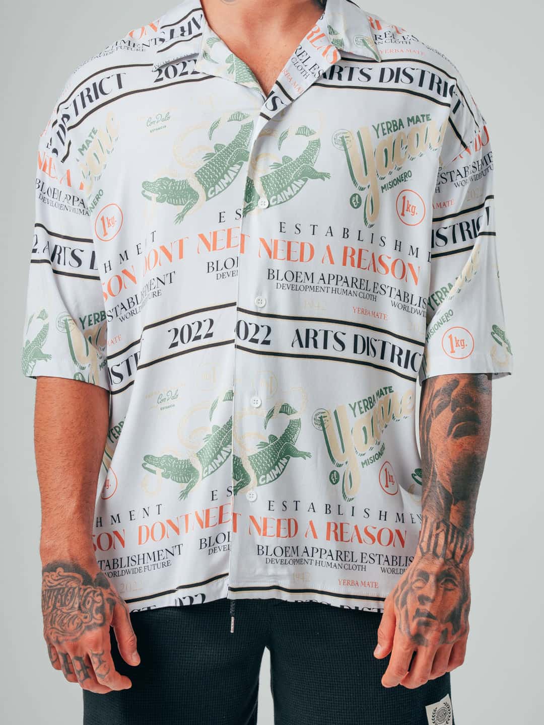 Camisa Para Hombre Oversize Crudo Caiman - miniatura 3
