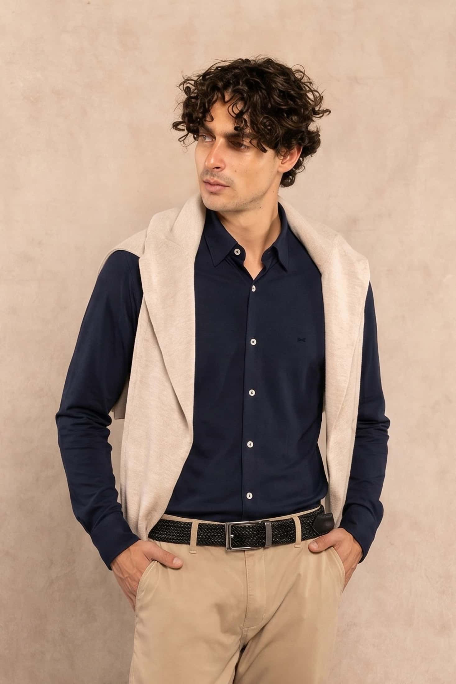 Camisa Performance Oxford Azul Oscuro
