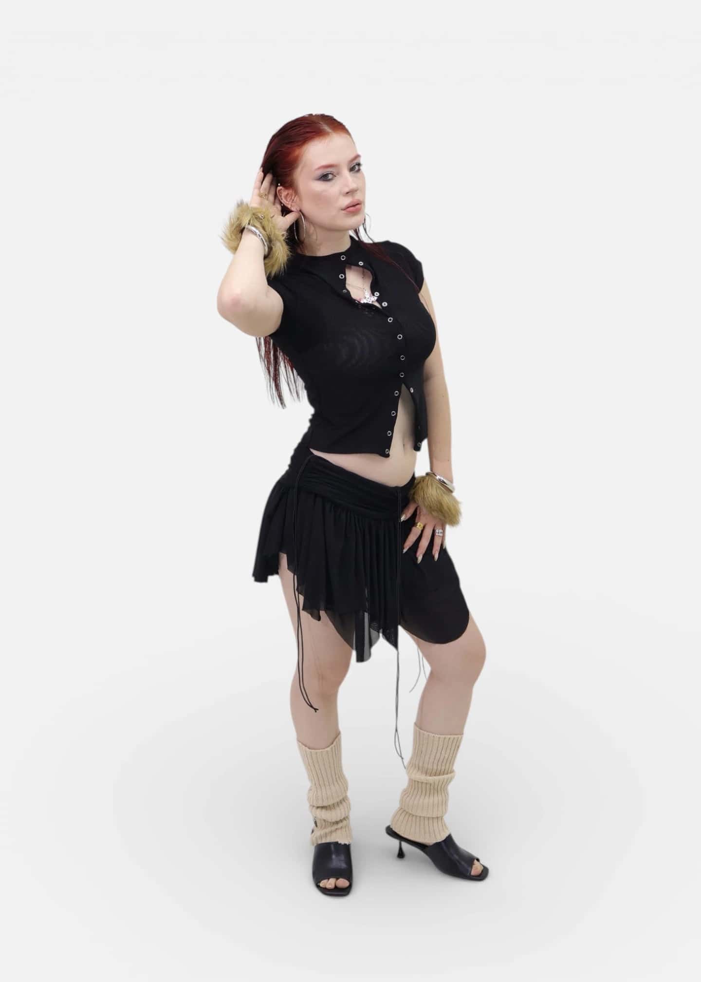 BLOOM MESH SKIRT NEGRO - miniatura 3