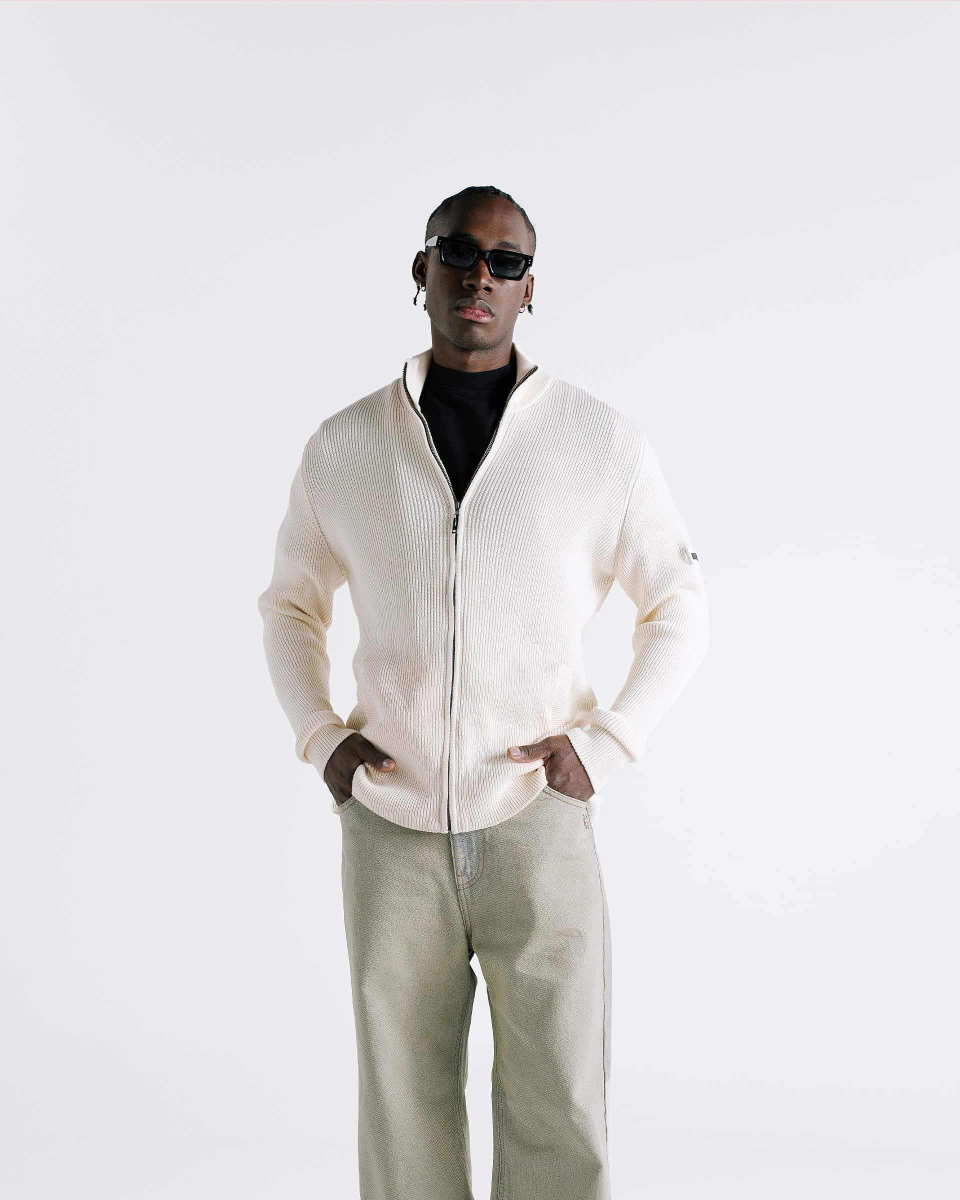 Zip Knit Sweater - Crema - miniatura 2