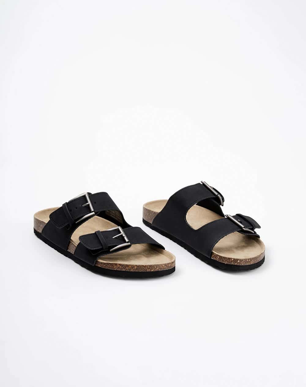 Sandalias hebillas negro hombre