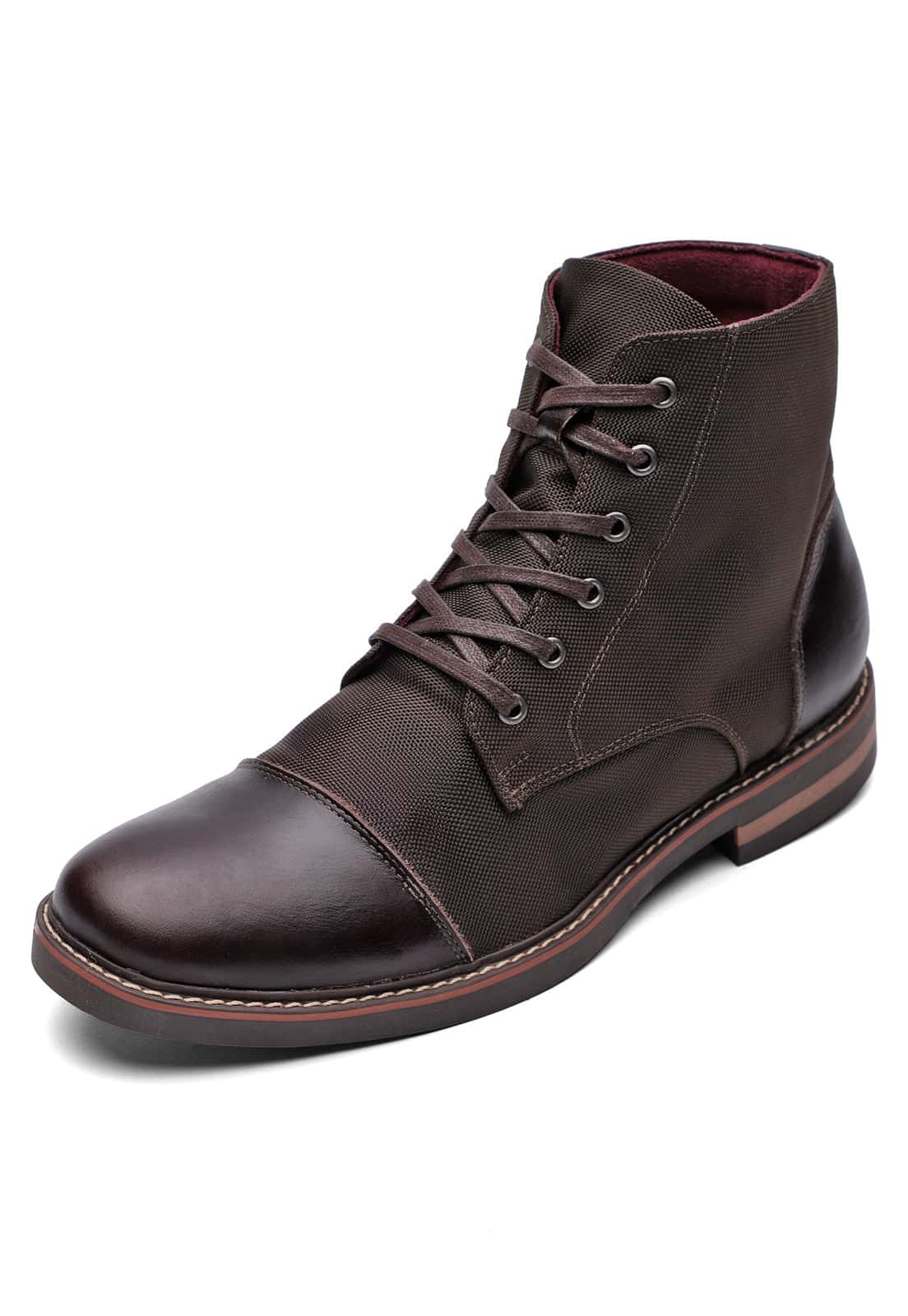 Botas cafes en lona y cuero