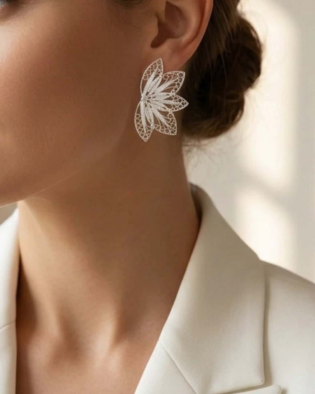 Aretes Flor de Loto Plata ley 950 Filigrana