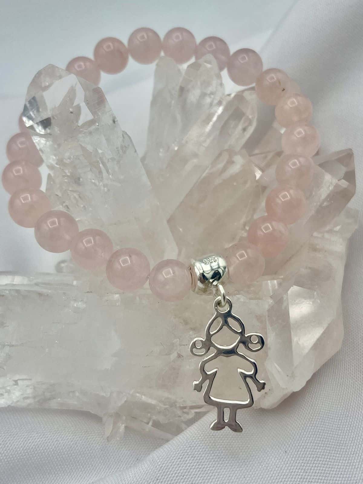 Pulsera Cuarzo Rosa Dije Niña o Niño