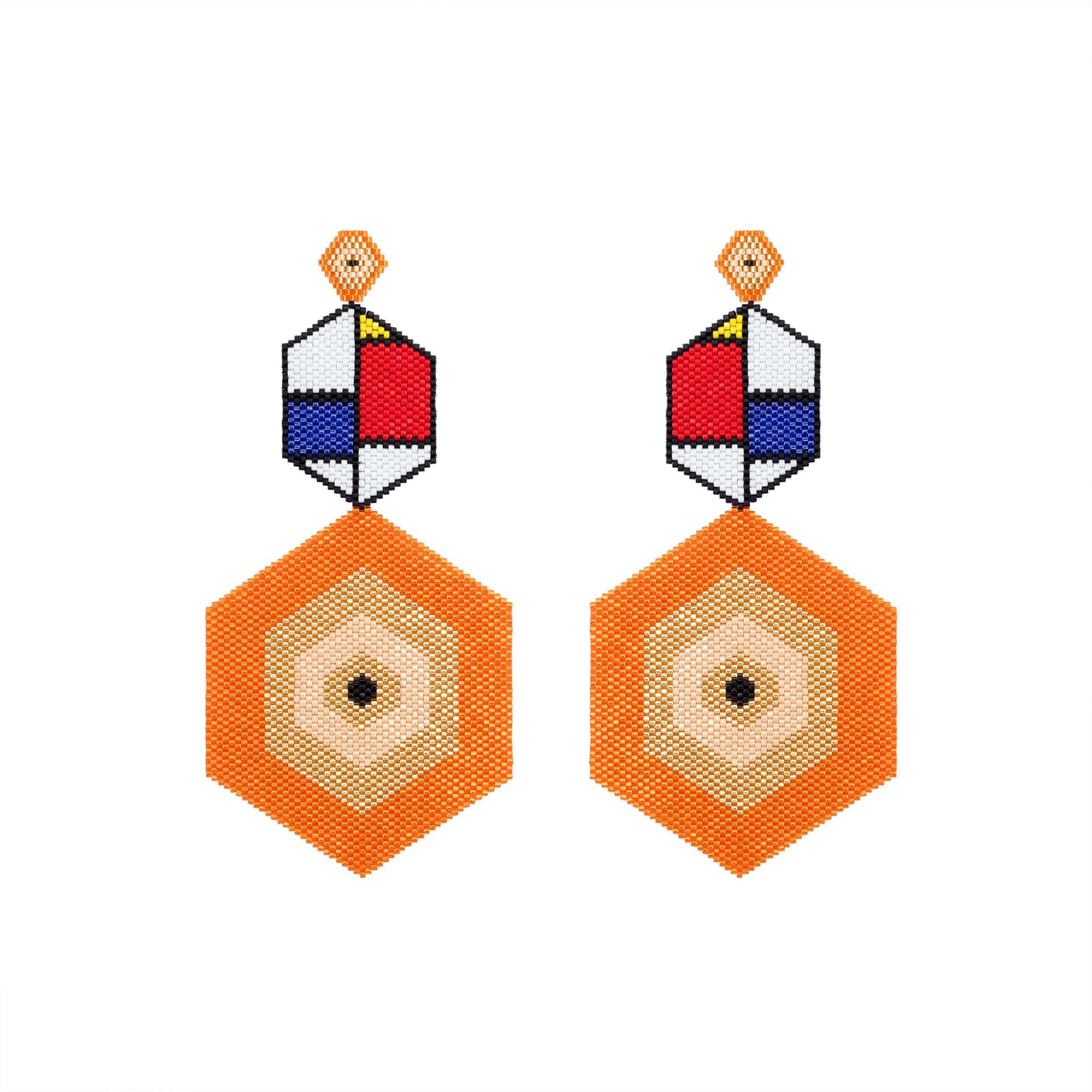 Aretes King Horus Mondrian Naranja