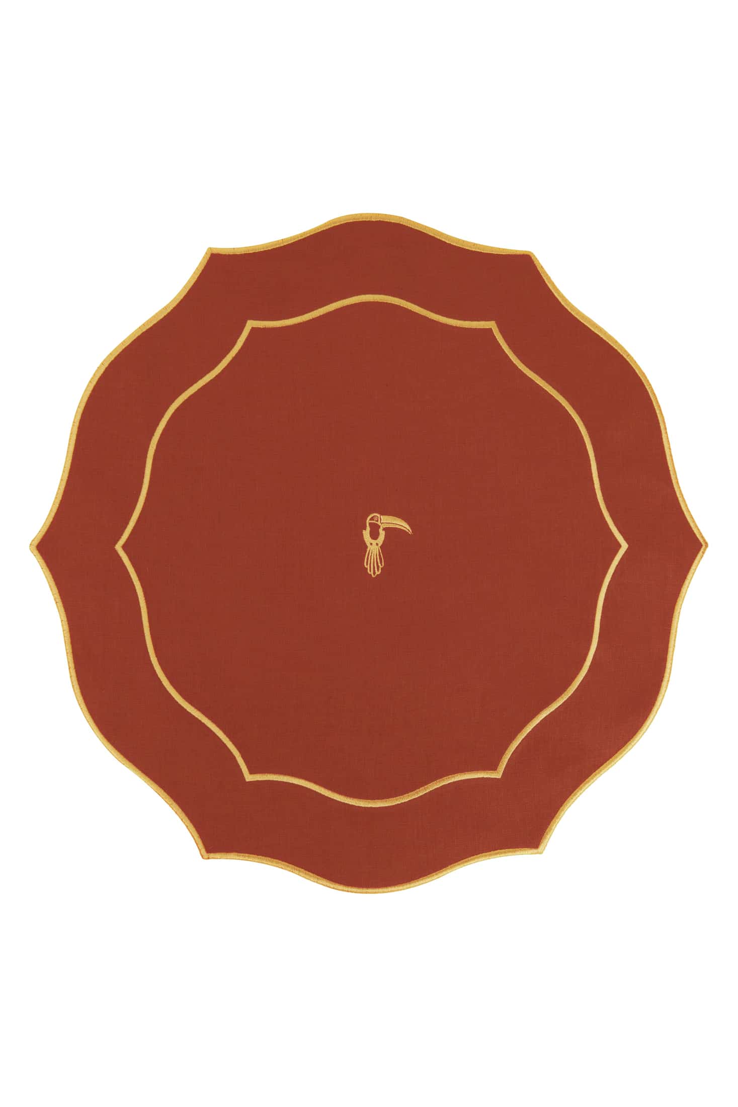 JDD Tucan Linen Placemat / Salmon - Yellow