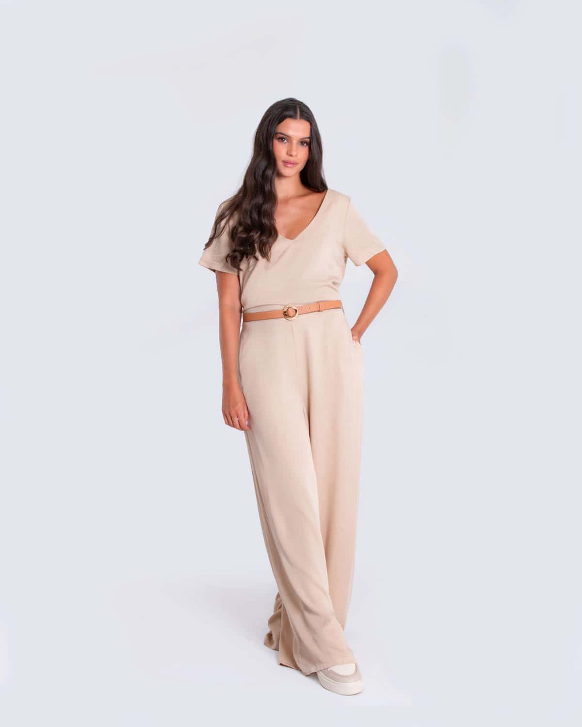 Enterizo regular arena para mujer