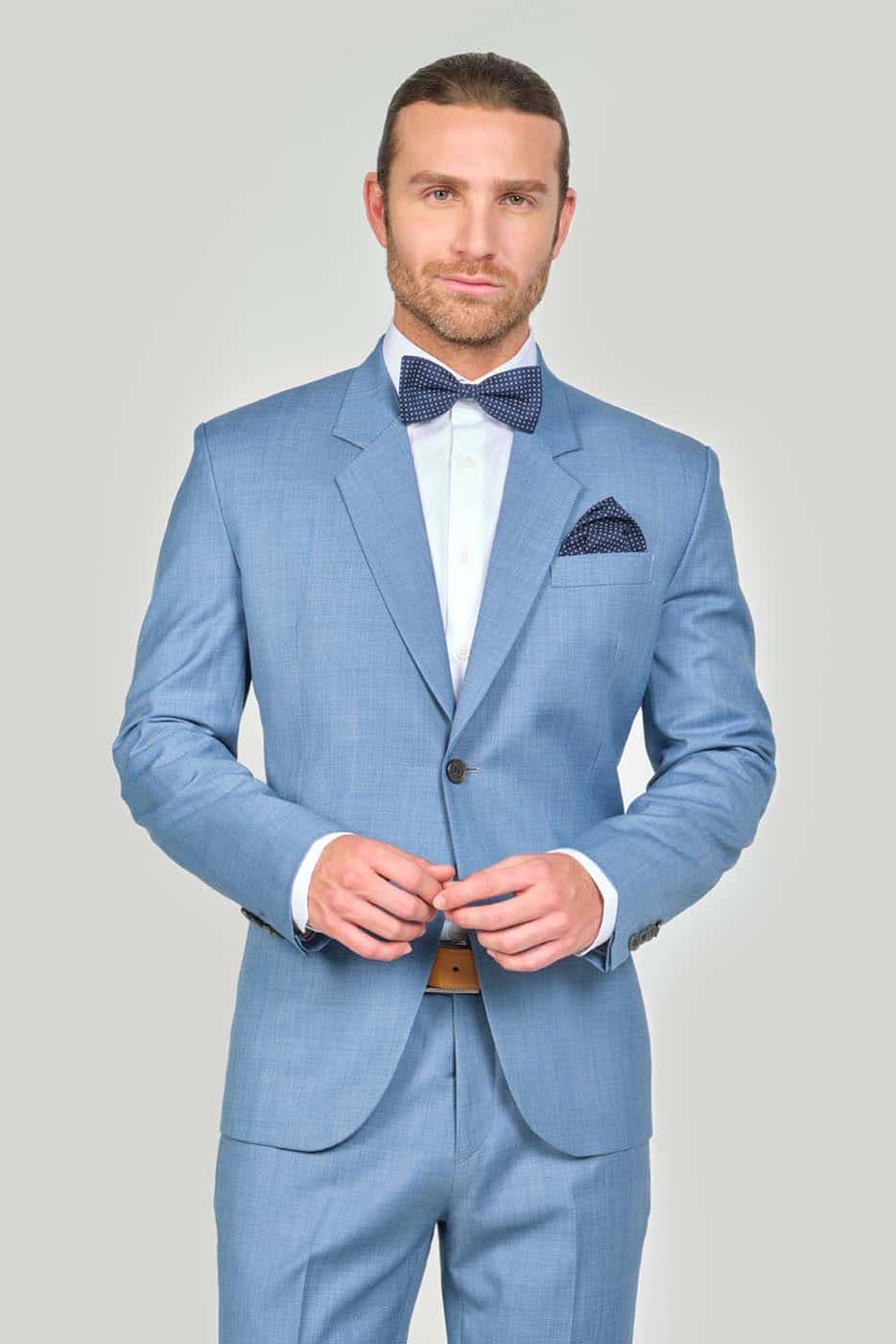 Traje Formal Sobre Medida Paño Tropical Azul Claro