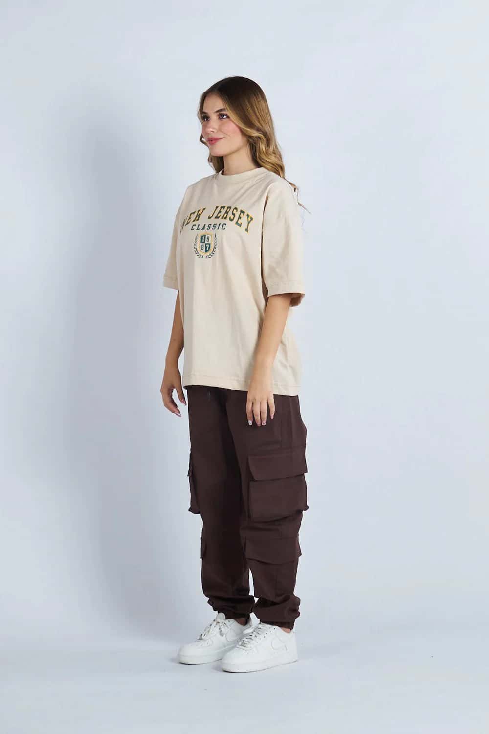 Camiseta oversize estampado New Jersey Beige | DROP 03 | - miniatura 3