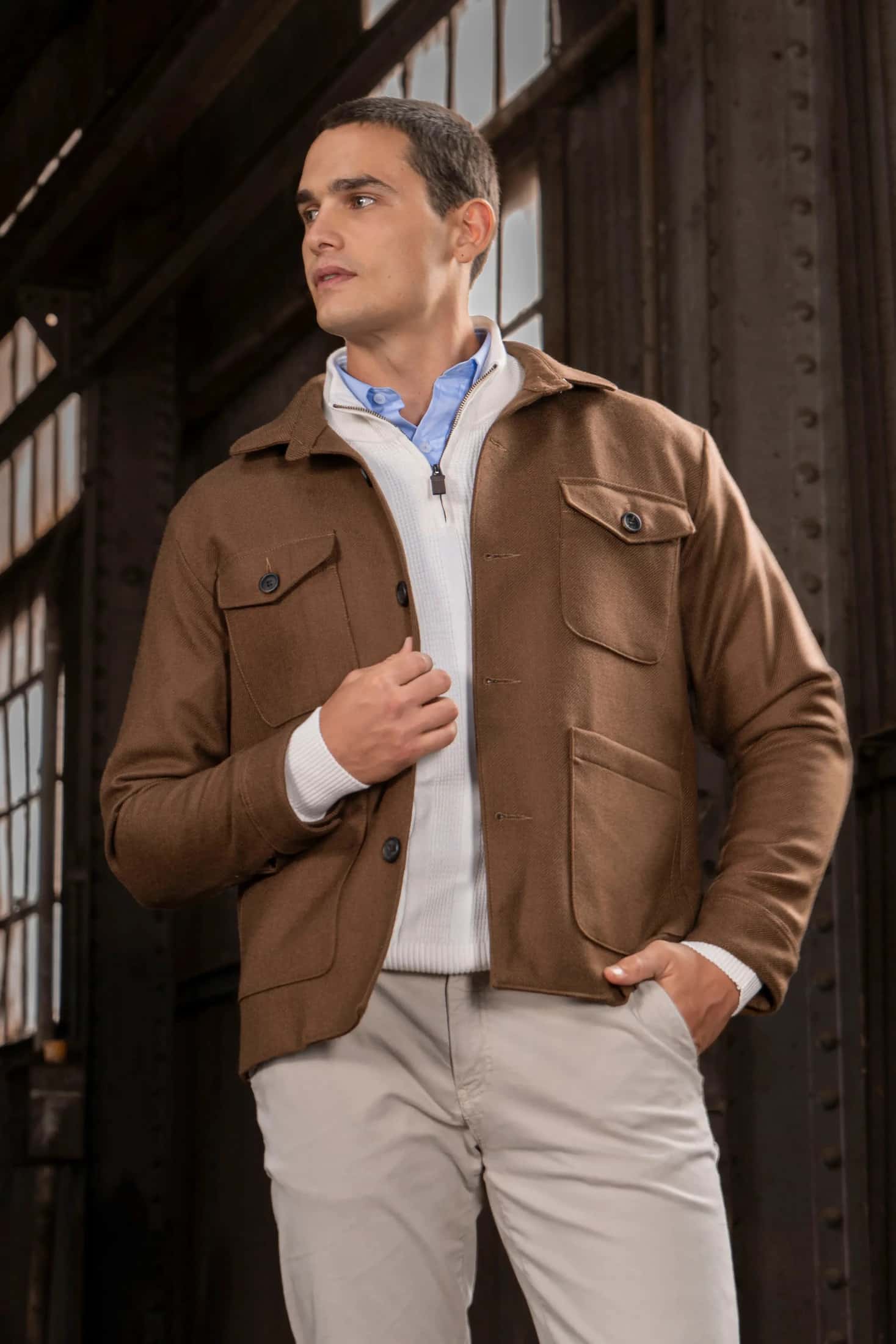 Chaqueta Lana Hombre Tabaco