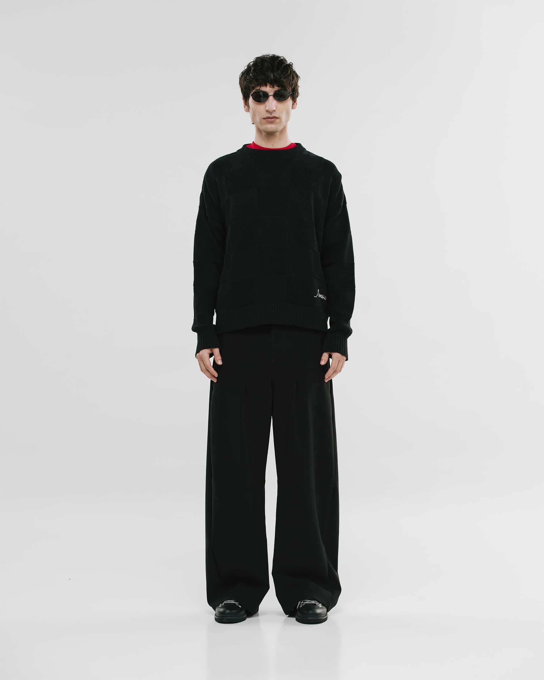 Checkered Knitwear Sweater - Negro - miniatura 3