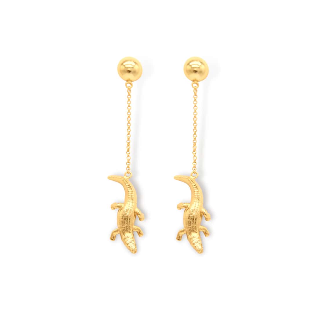 Aretes largos con cocodrilo