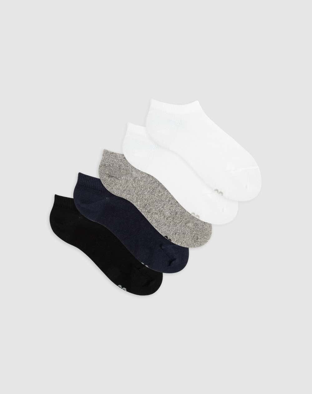 Medias hombre tobillera corta algodón pack x5 surtido