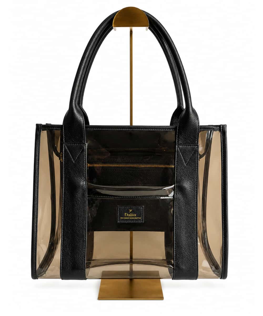 Bolso Tote Vinilo Oscuro Negro