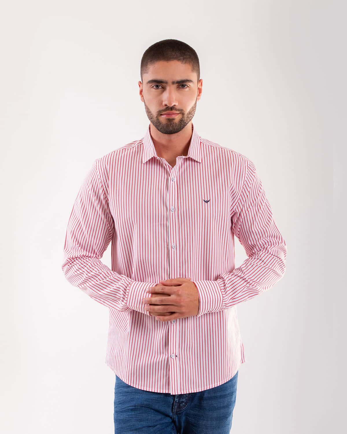 Camisa de rayas manga larga para hombre