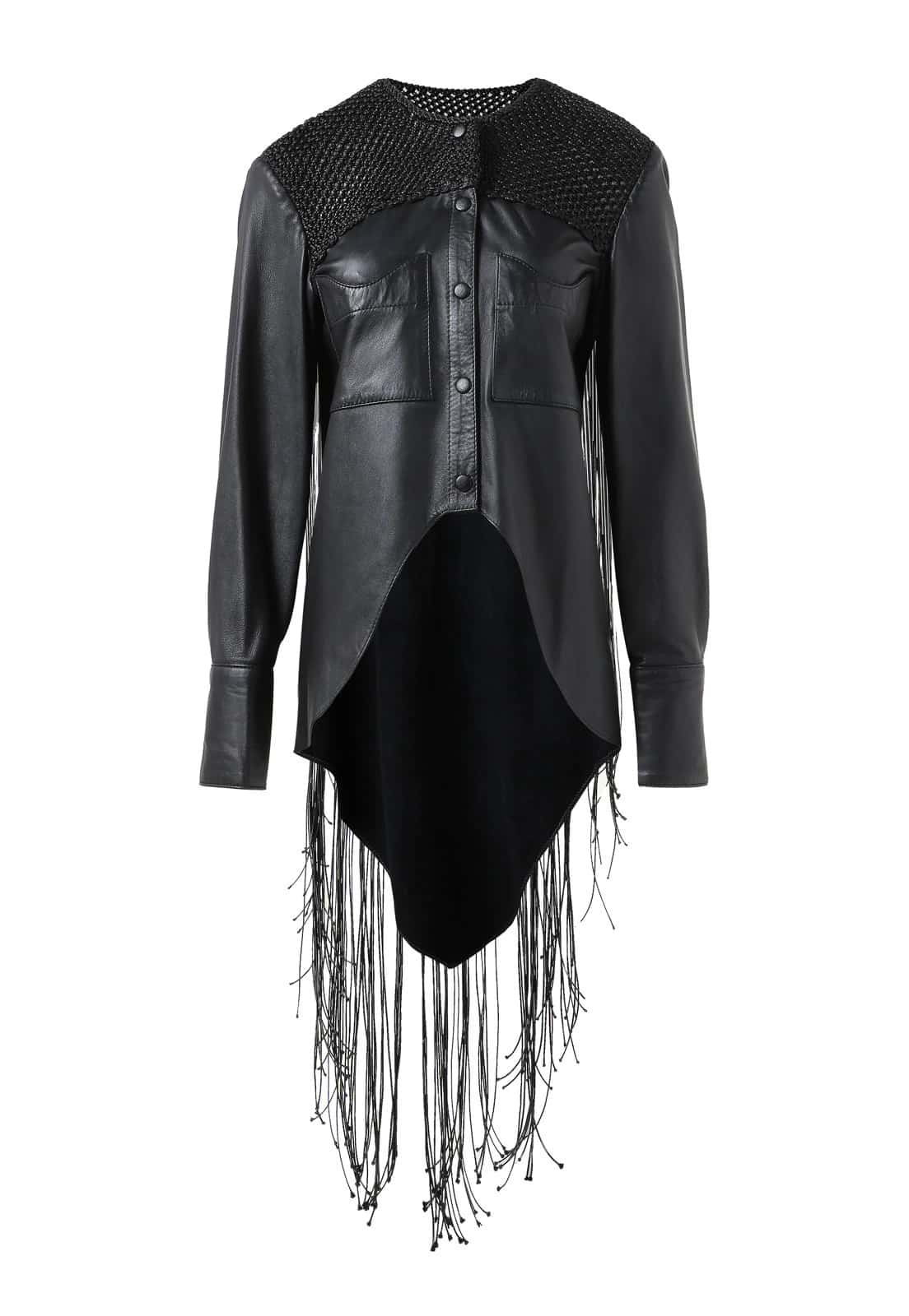 MACRAME HONEYCOMB LEATHER SHIRT