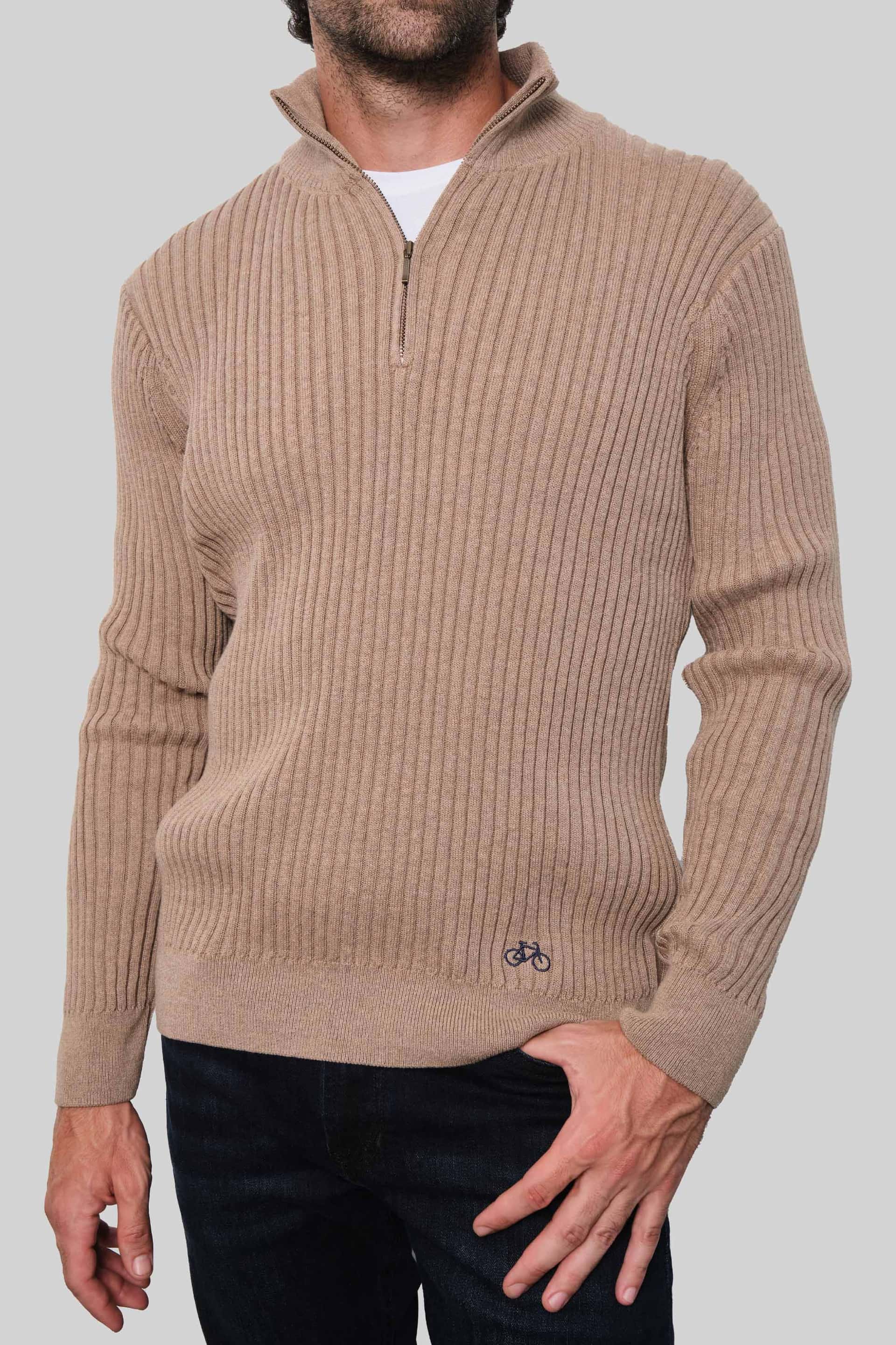 SACO LINED HALF ZIP BEIGE