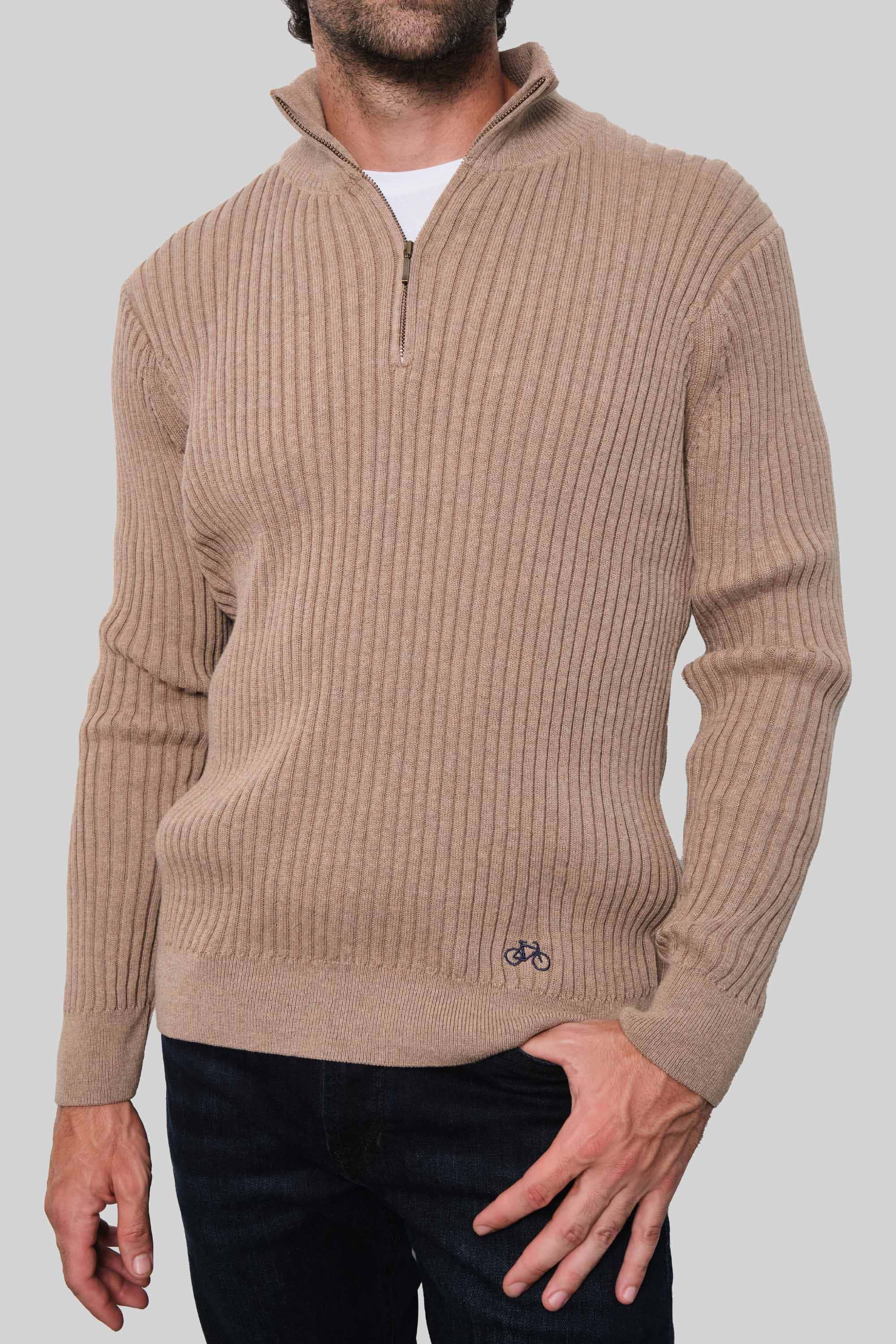 SACO LINED HALF ZIP BEIGE