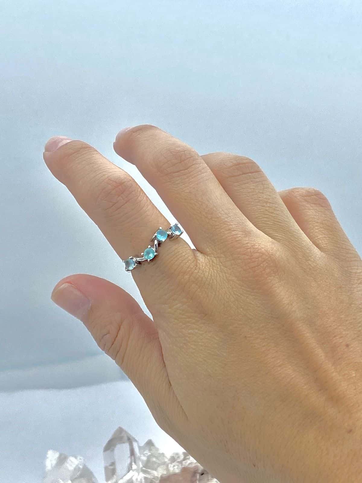 Anillo Apatita Oro Blaco 18K - miniatura 2