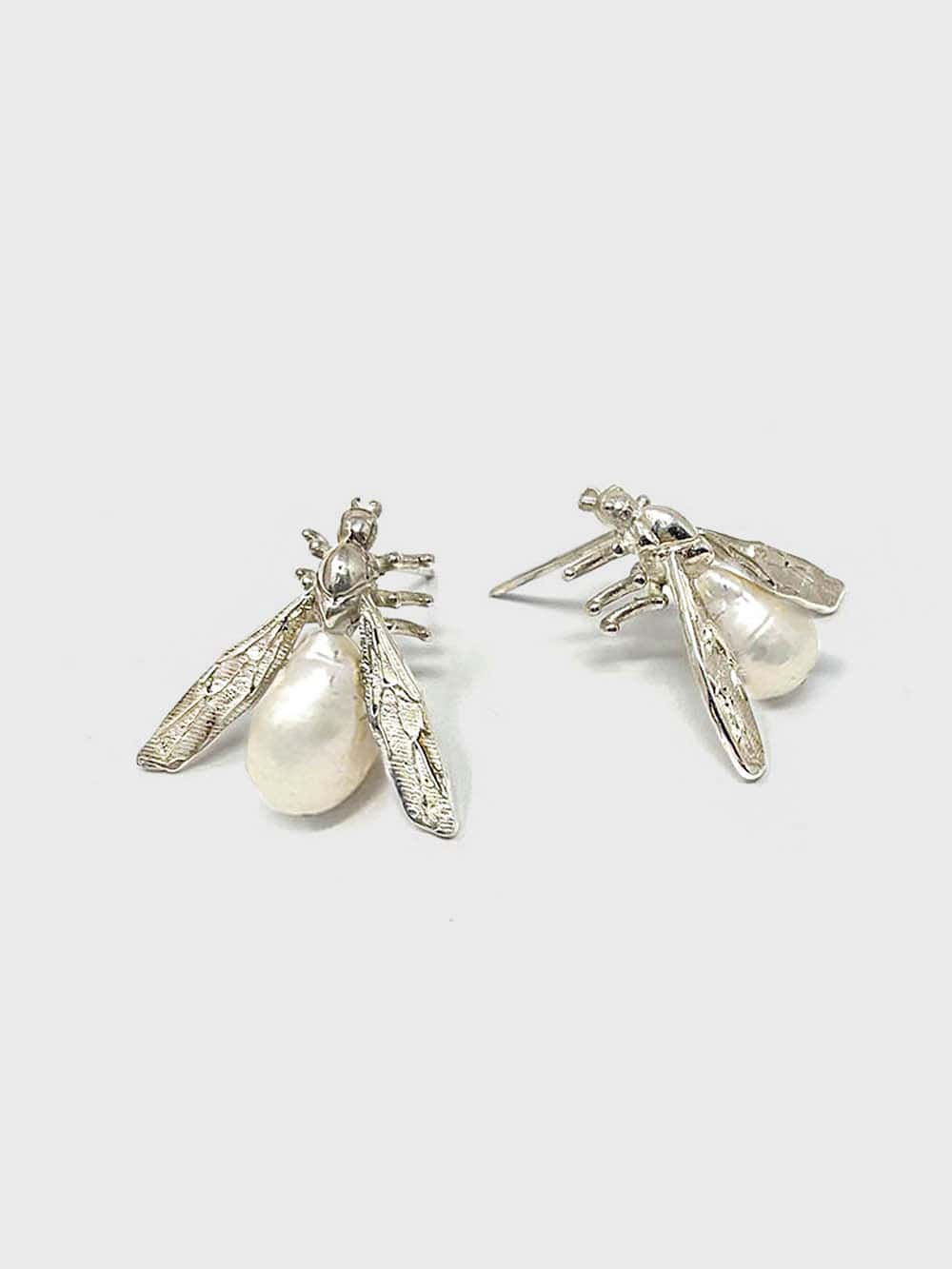 Aretes Hormiga de plata y perla - miniatura 1