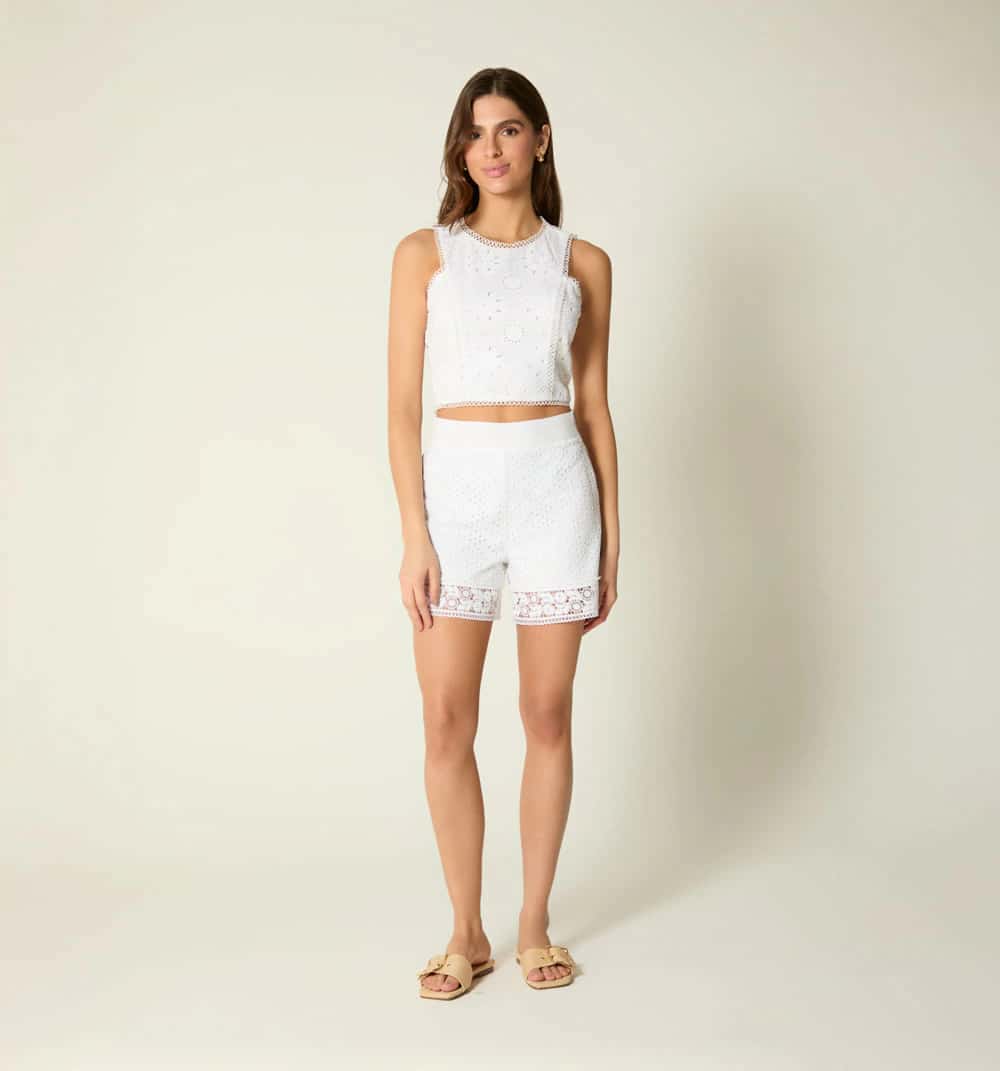 Short tiro alto encajes
