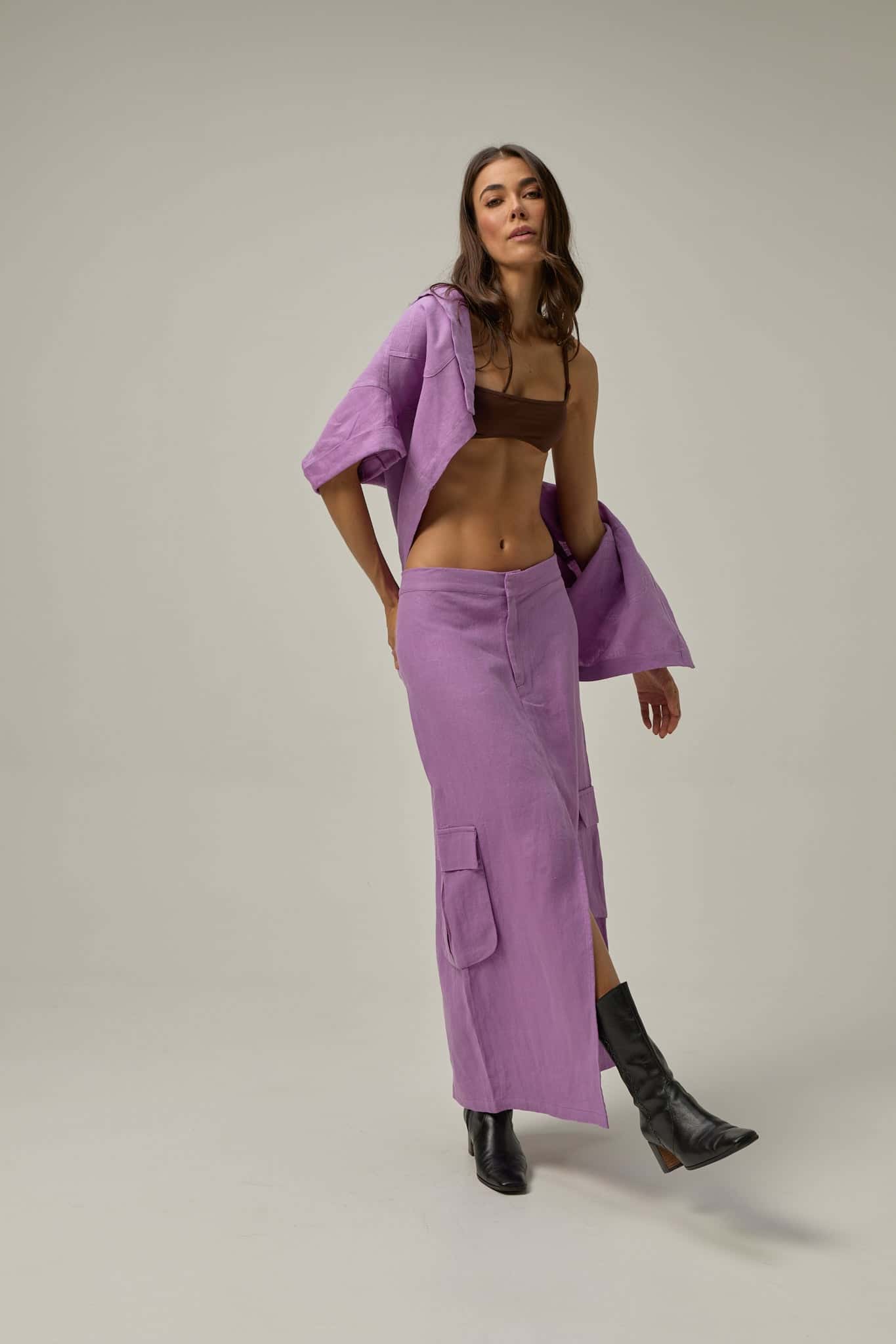 Falda Canvas de lino | Morado