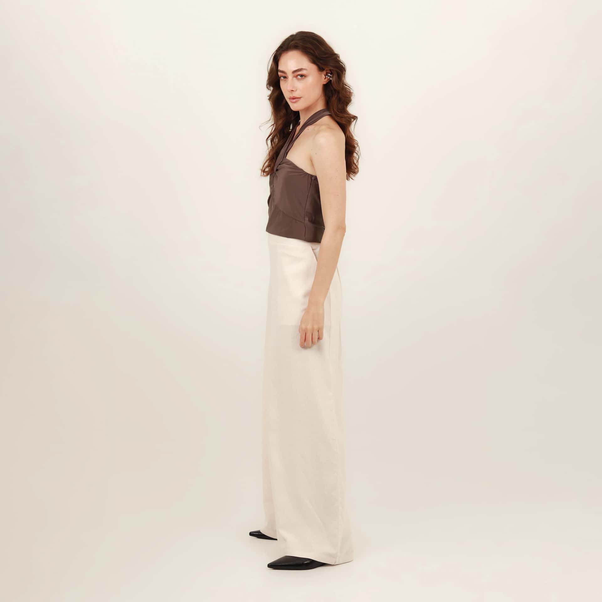 Pantalón palazzo bota ancha con elastico en cintura